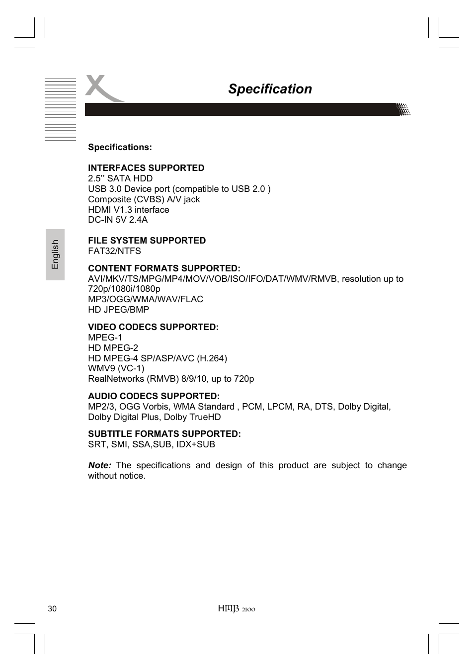 Specification | Xoro HMB 2100 User Manual | Page 62 / 98