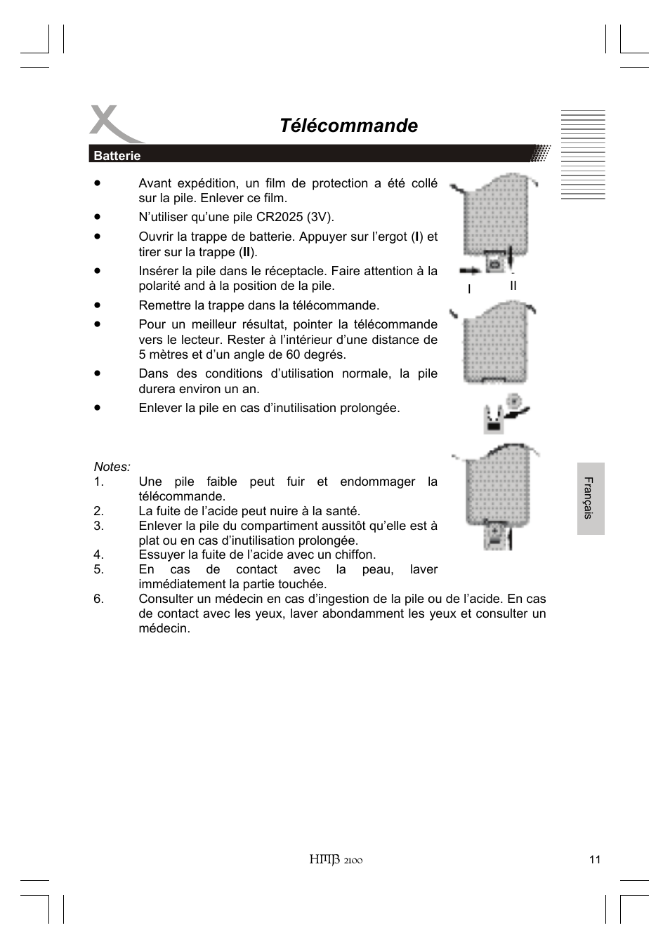 Télécommande | Xoro HMB 2100 User Manual | Page 75 / 98