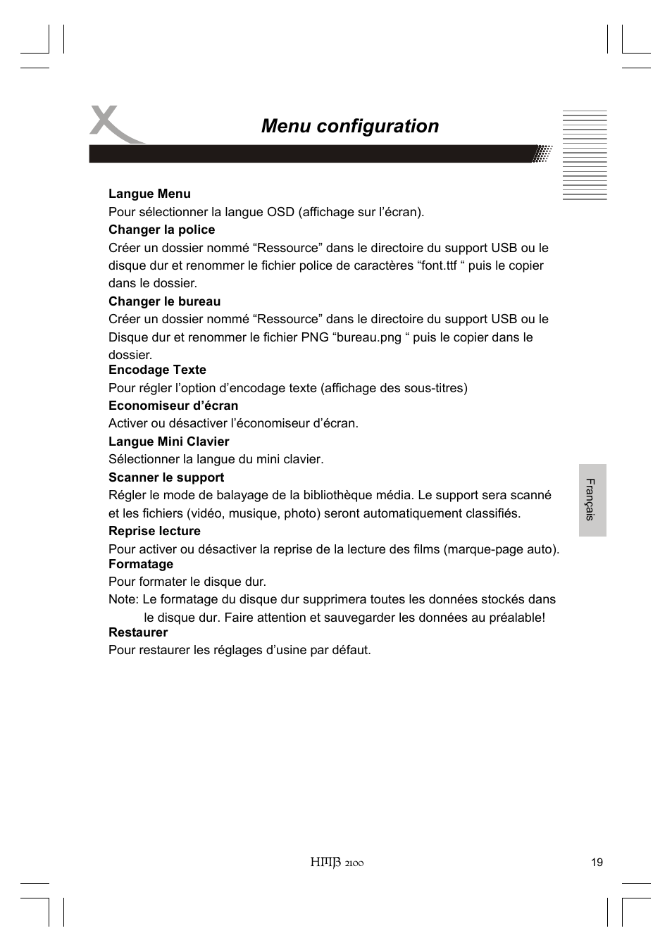 Menu configuration | Xoro HMB 2100 User Manual | Page 83 / 98