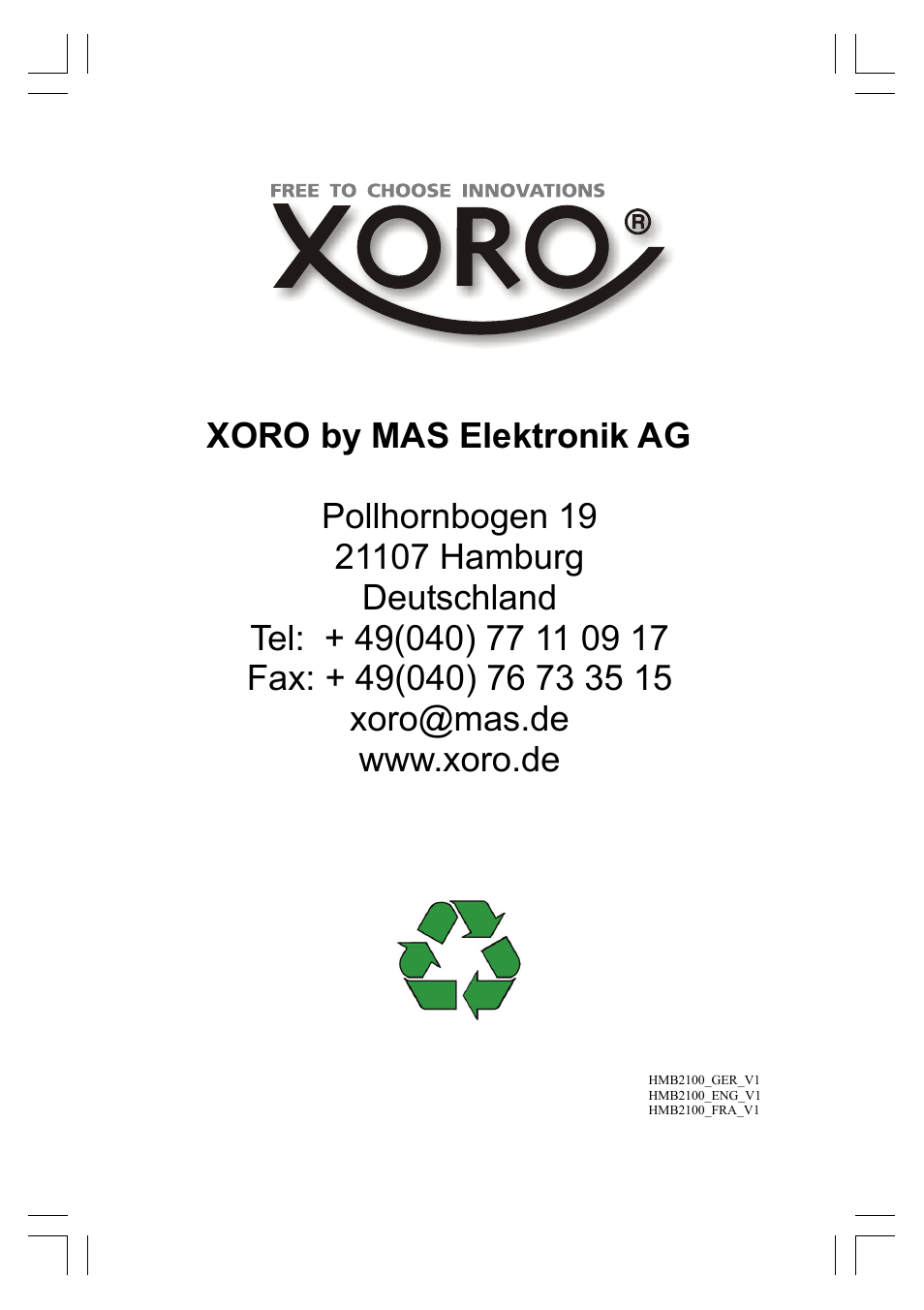 Xoro HMB 2100 User Manual | Page 98 / 98