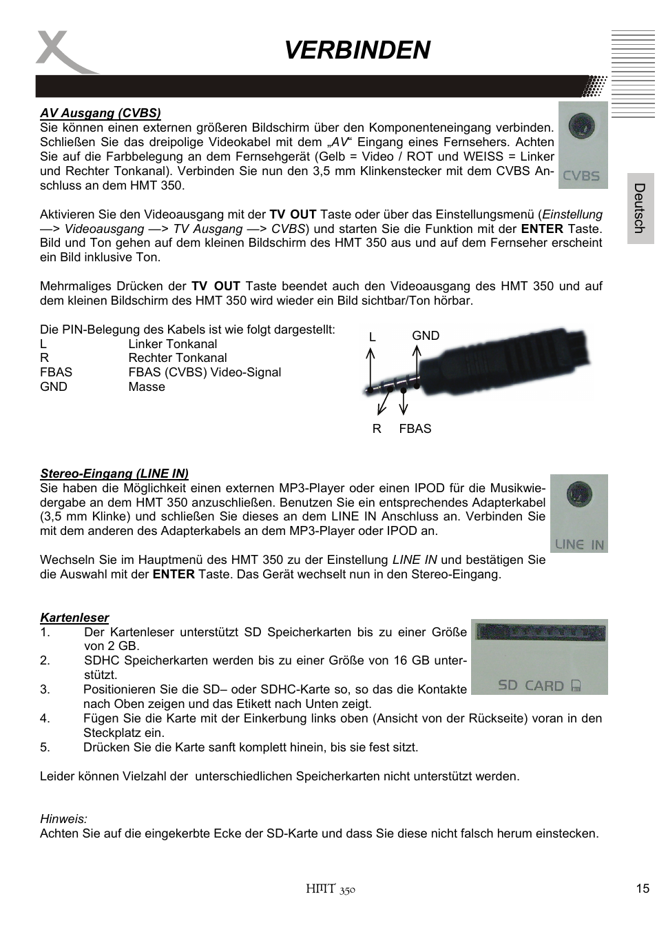 Verbinden | Xoro HMT 350 User Manual | Page 15 / 124