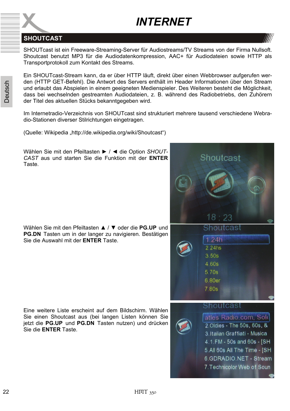 Internet | Xoro HMT 350 User Manual | Page 22 / 124