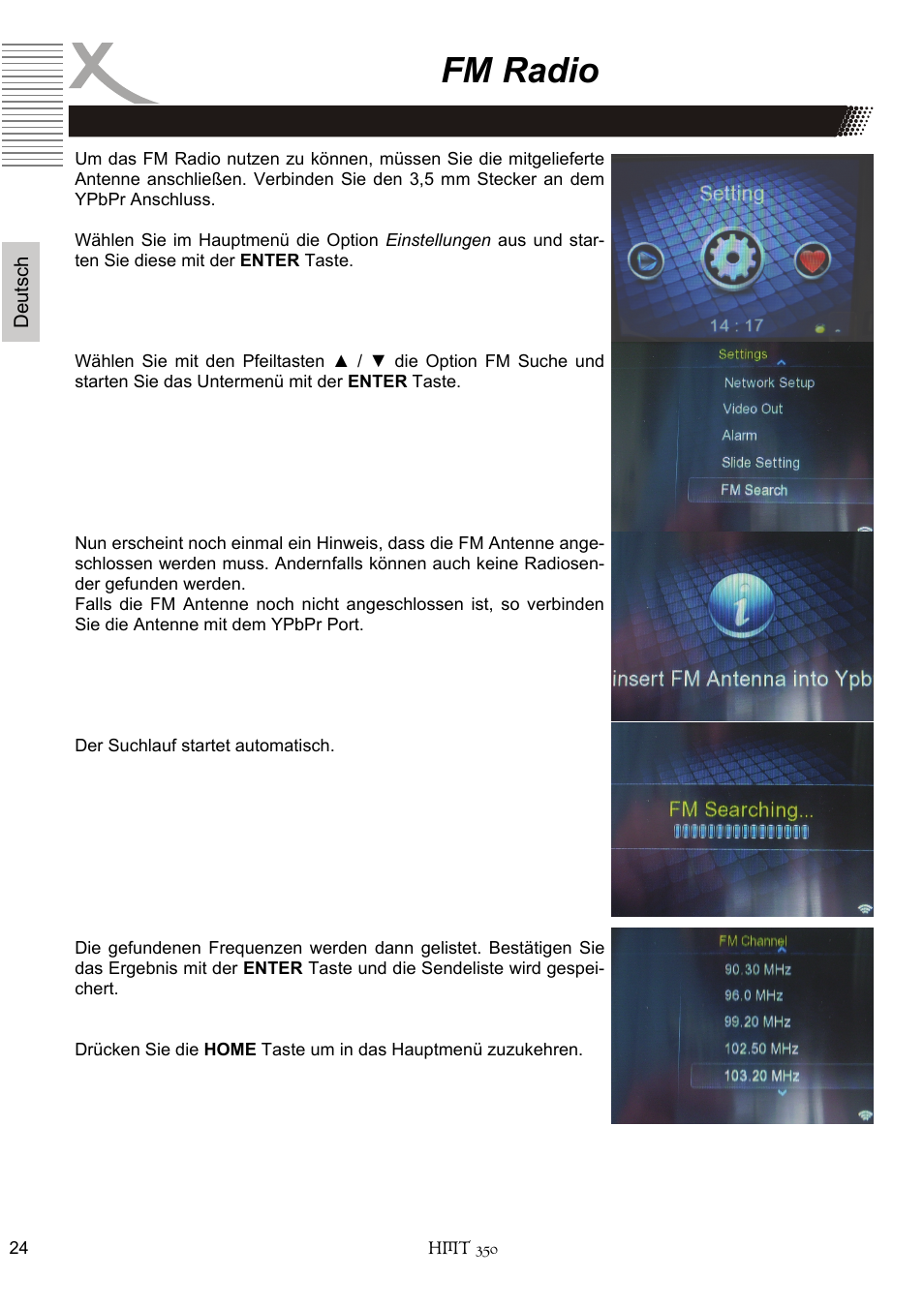 Fm radio | Xoro HMT 350 User Manual | Page 24 / 124