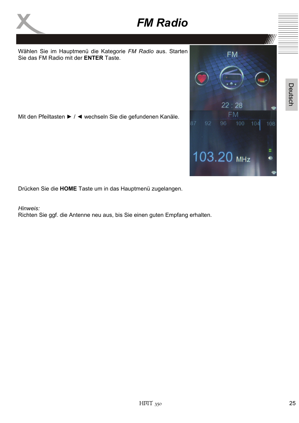 Fm radio | Xoro HMT 350 User Manual | Page 25 / 124