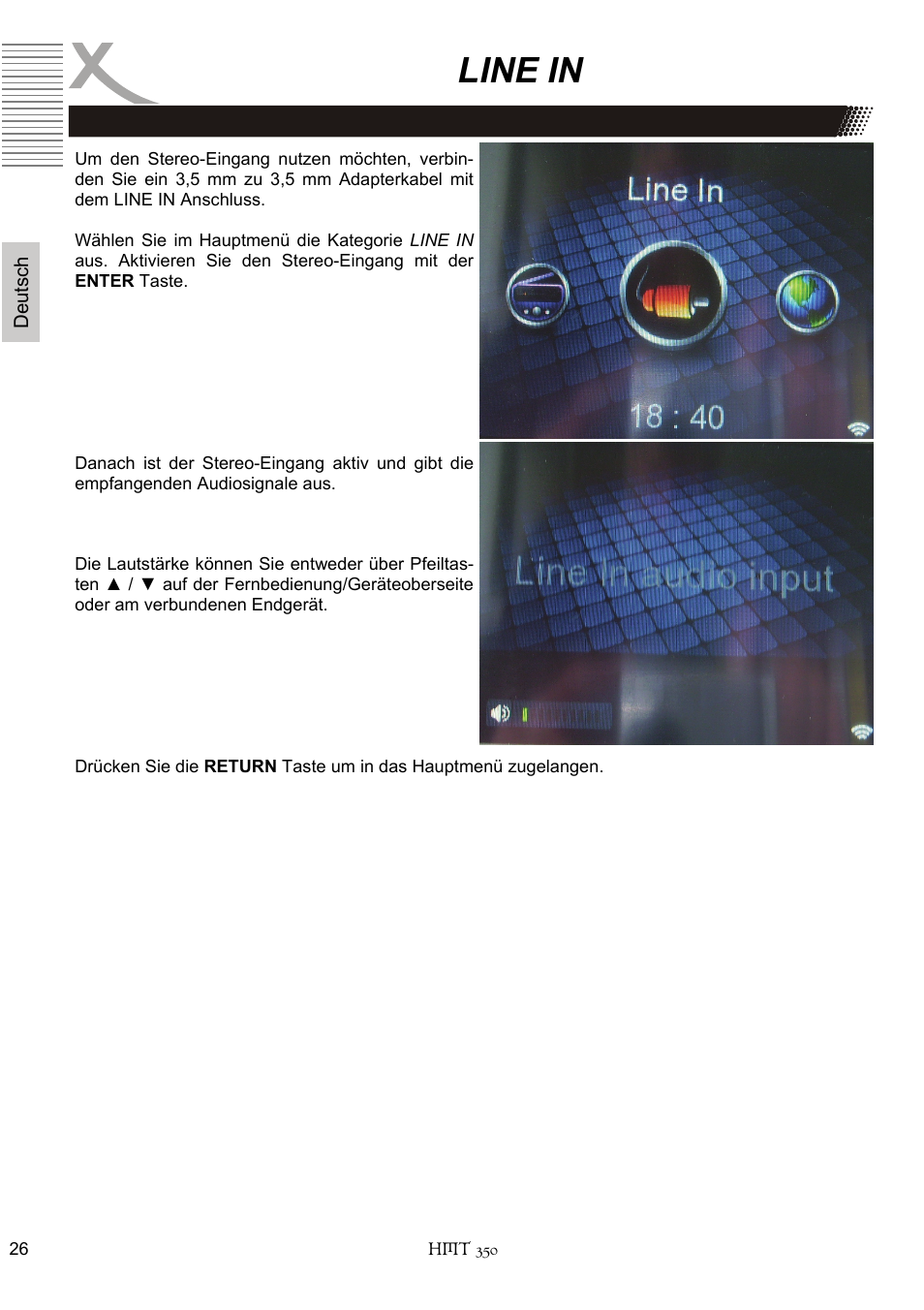 Line in | Xoro HMT 350 User Manual | Page 26 / 124