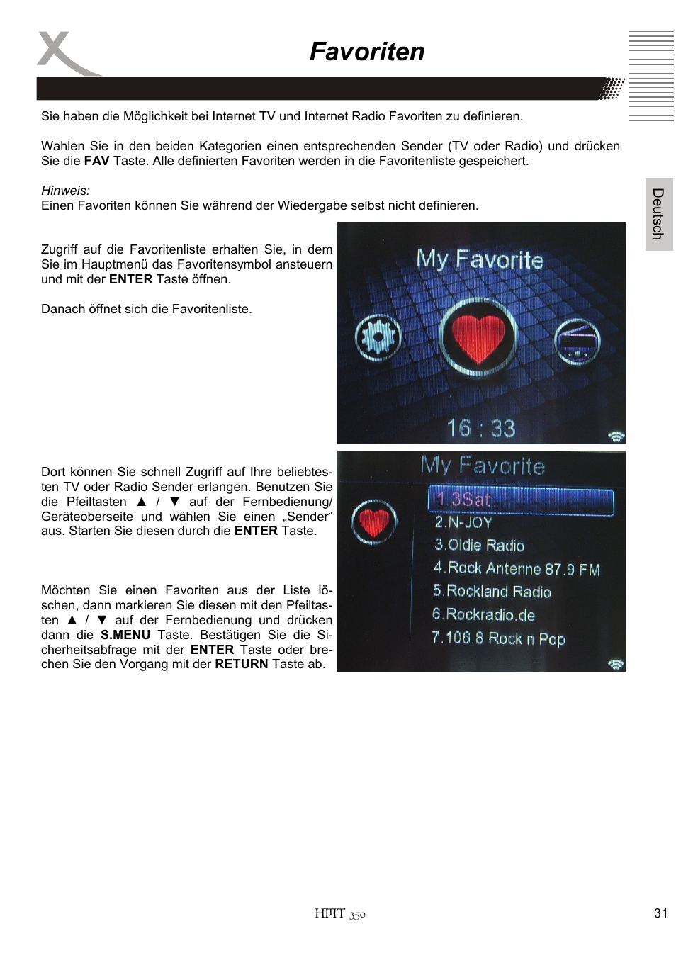 Favoriten | Xoro HMT 350 User Manual | Page 31 / 124