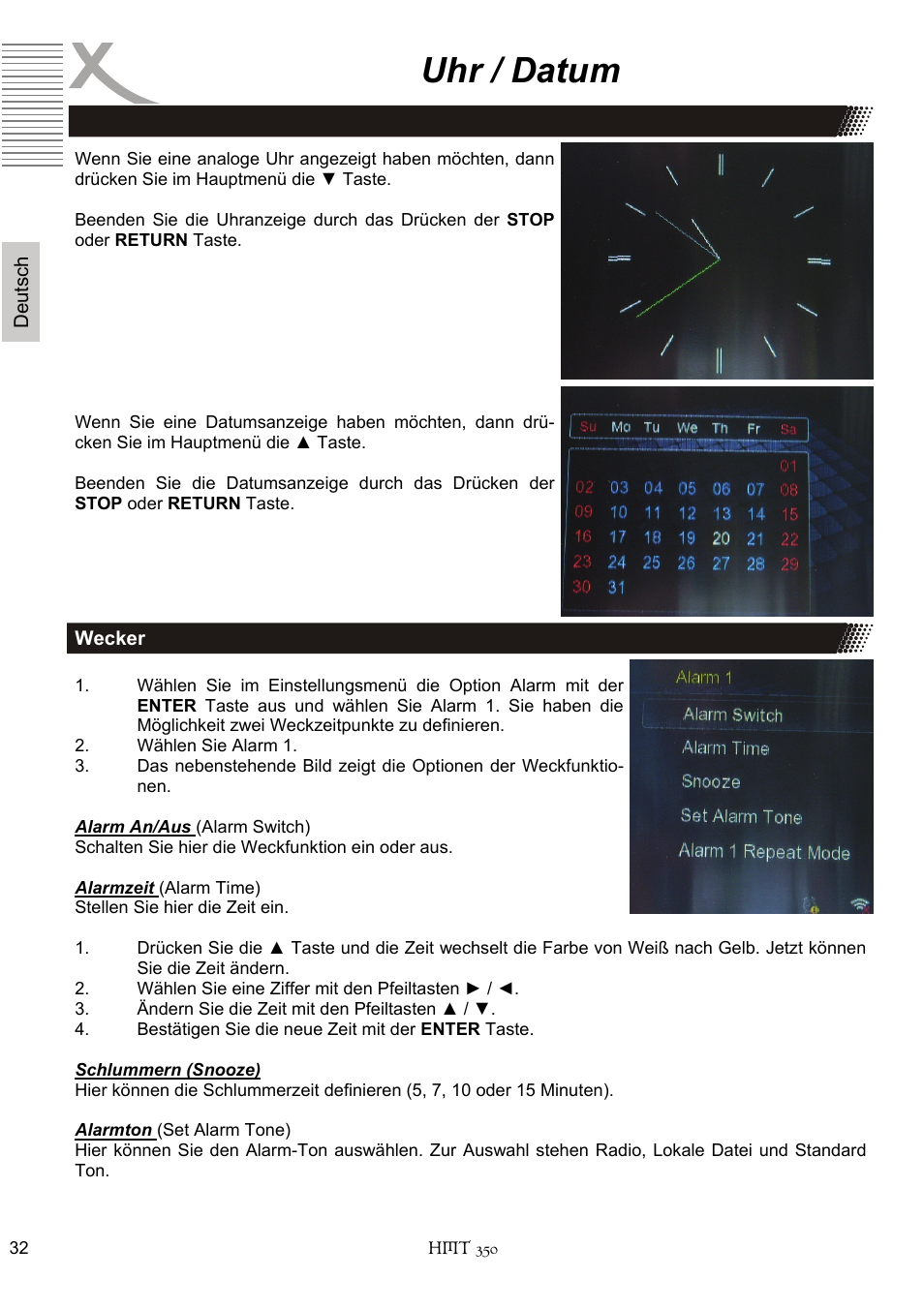 Uhr / datum | Xoro HMT 350 User Manual | Page 32 / 124