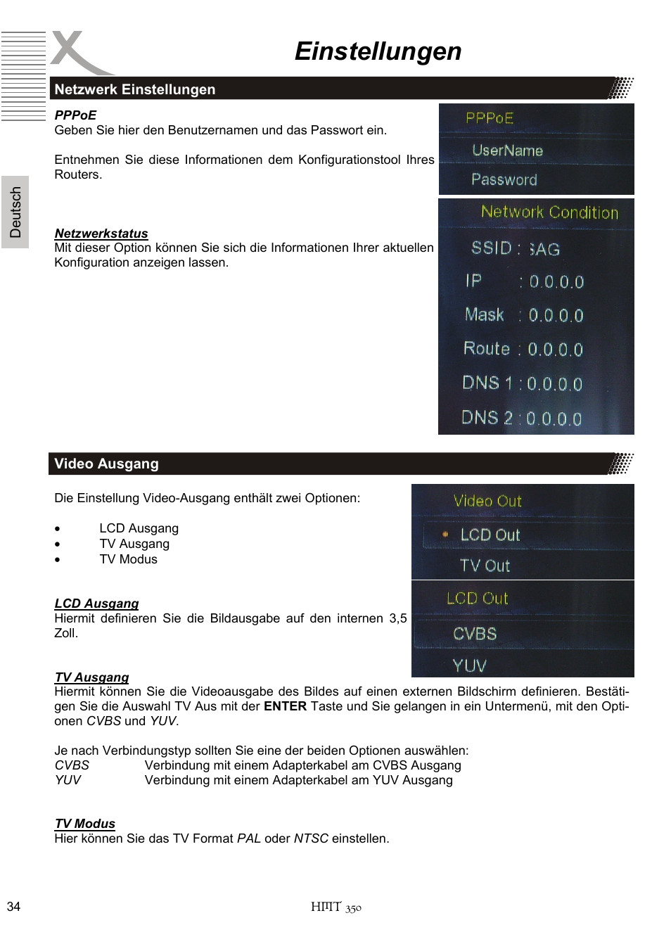 Einstellungen | Xoro HMT 350 User Manual | Page 34 / 124