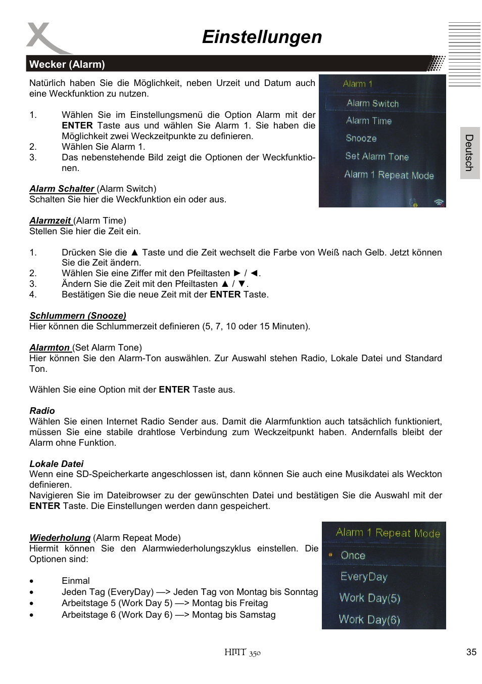 Einstellungen | Xoro HMT 350 User Manual | Page 35 / 124