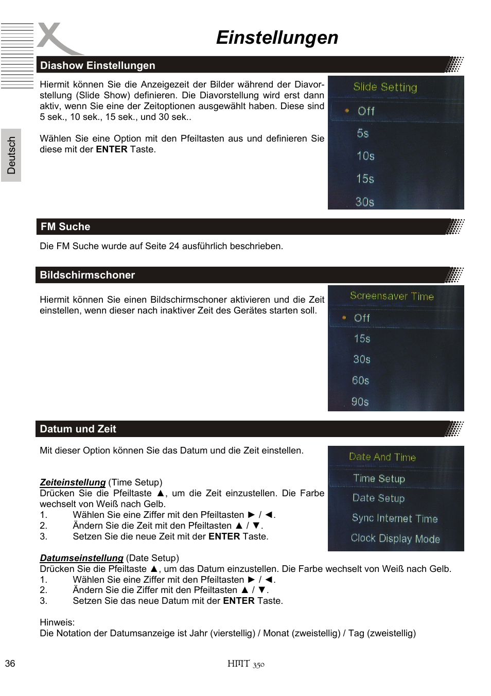 Einstellungen | Xoro HMT 350 User Manual | Page 36 / 124