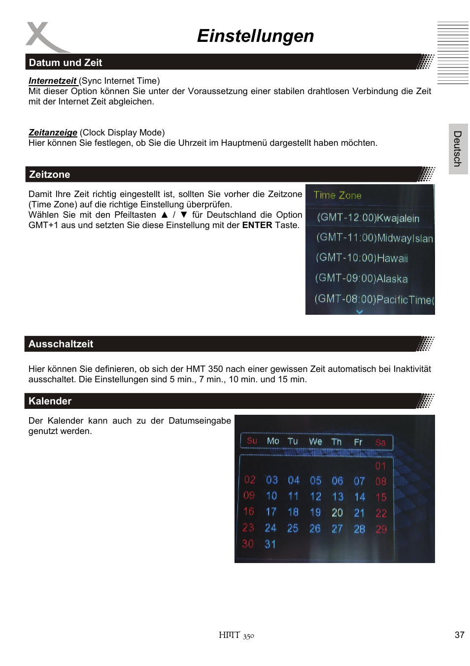Einstellungen | Xoro HMT 350 User Manual | Page 37 / 124