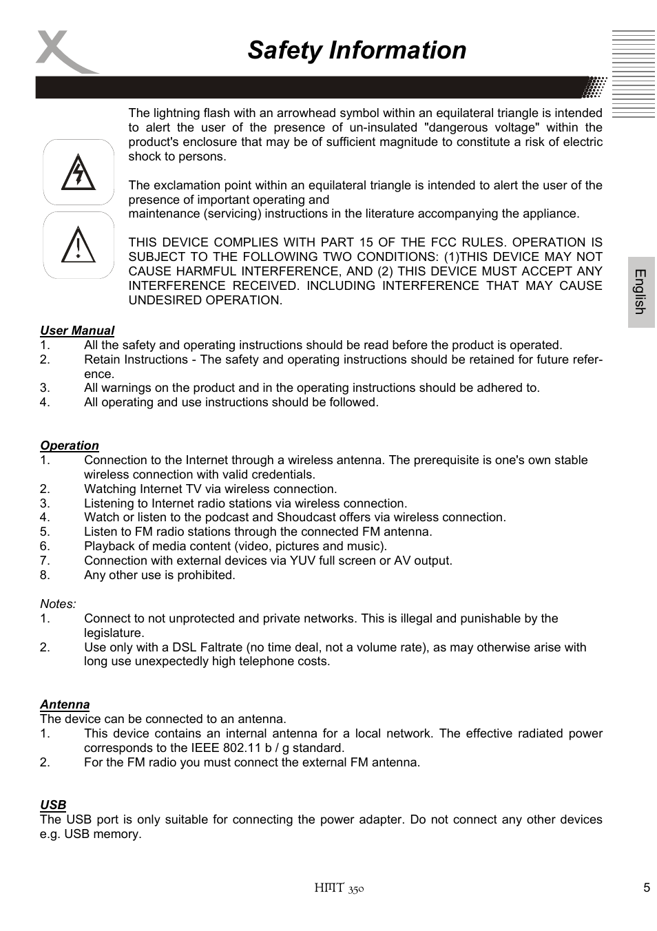 Safety information | Xoro HMT 350 User Manual | Page 45 / 124