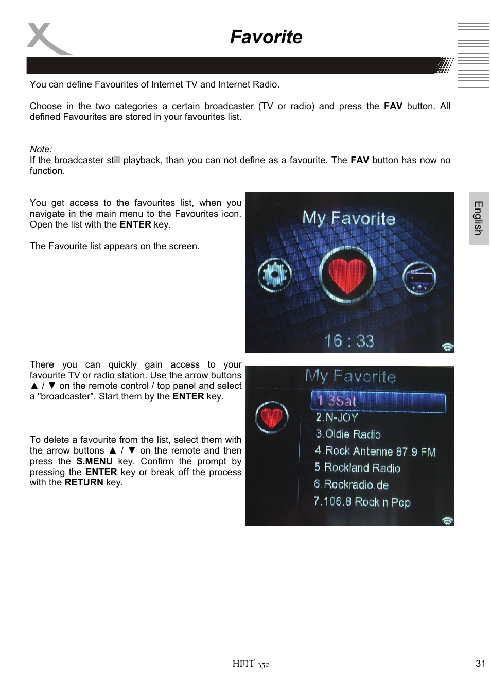 Favorite | Xoro HMT 350 User Manual | Page 71 / 124