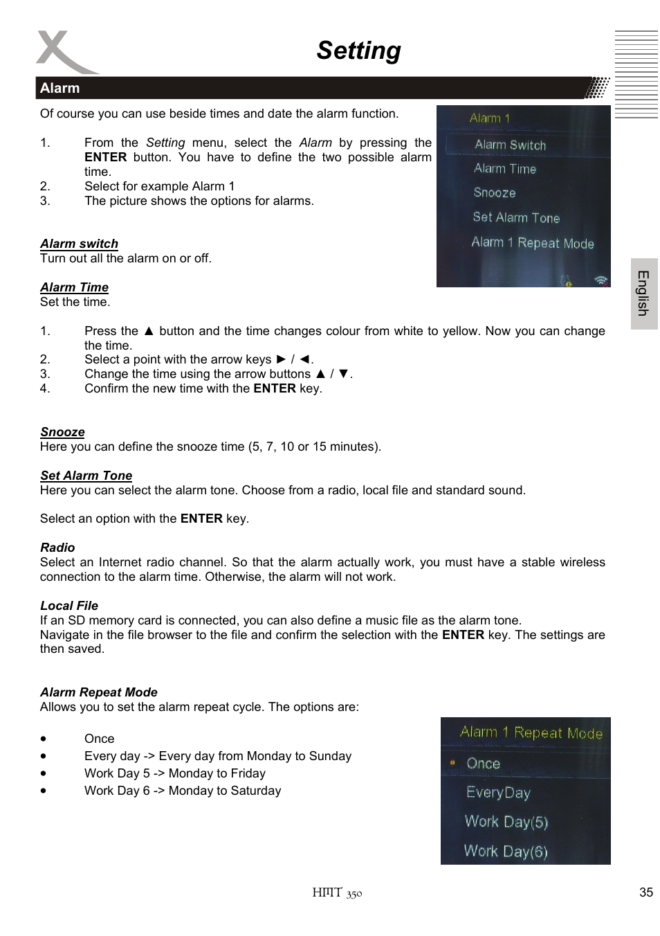 Setting | Xoro HMT 350 User Manual | Page 75 / 124