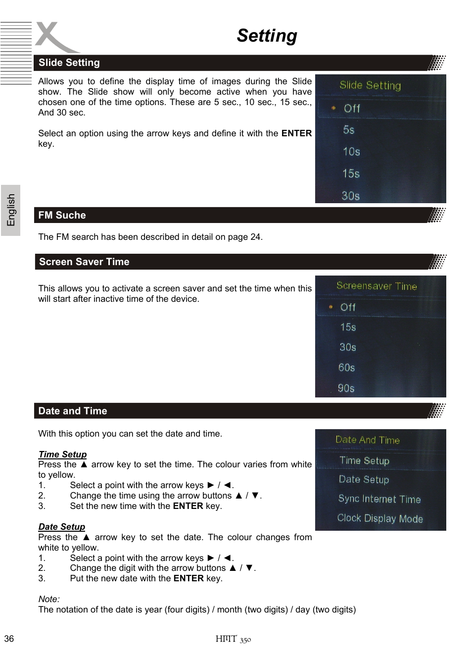 Setting | Xoro HMT 350 User Manual | Page 76 / 124