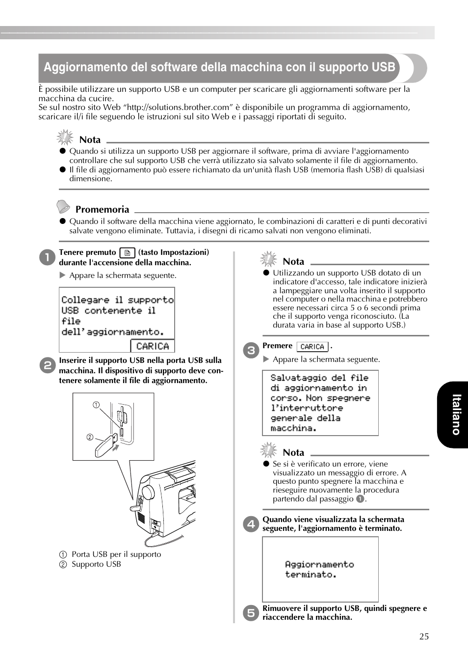 Italian o | Brother PE-770 User Manual | Page 27 / 40