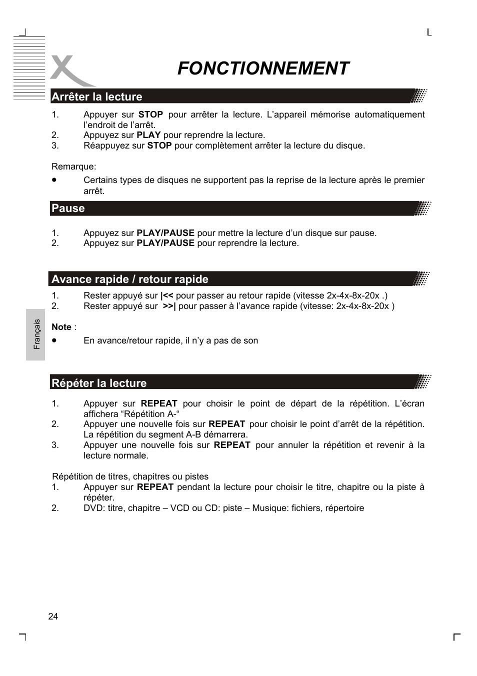 Fonctionnement | Xoro HMD 900 User Manual | Page 100 / 158