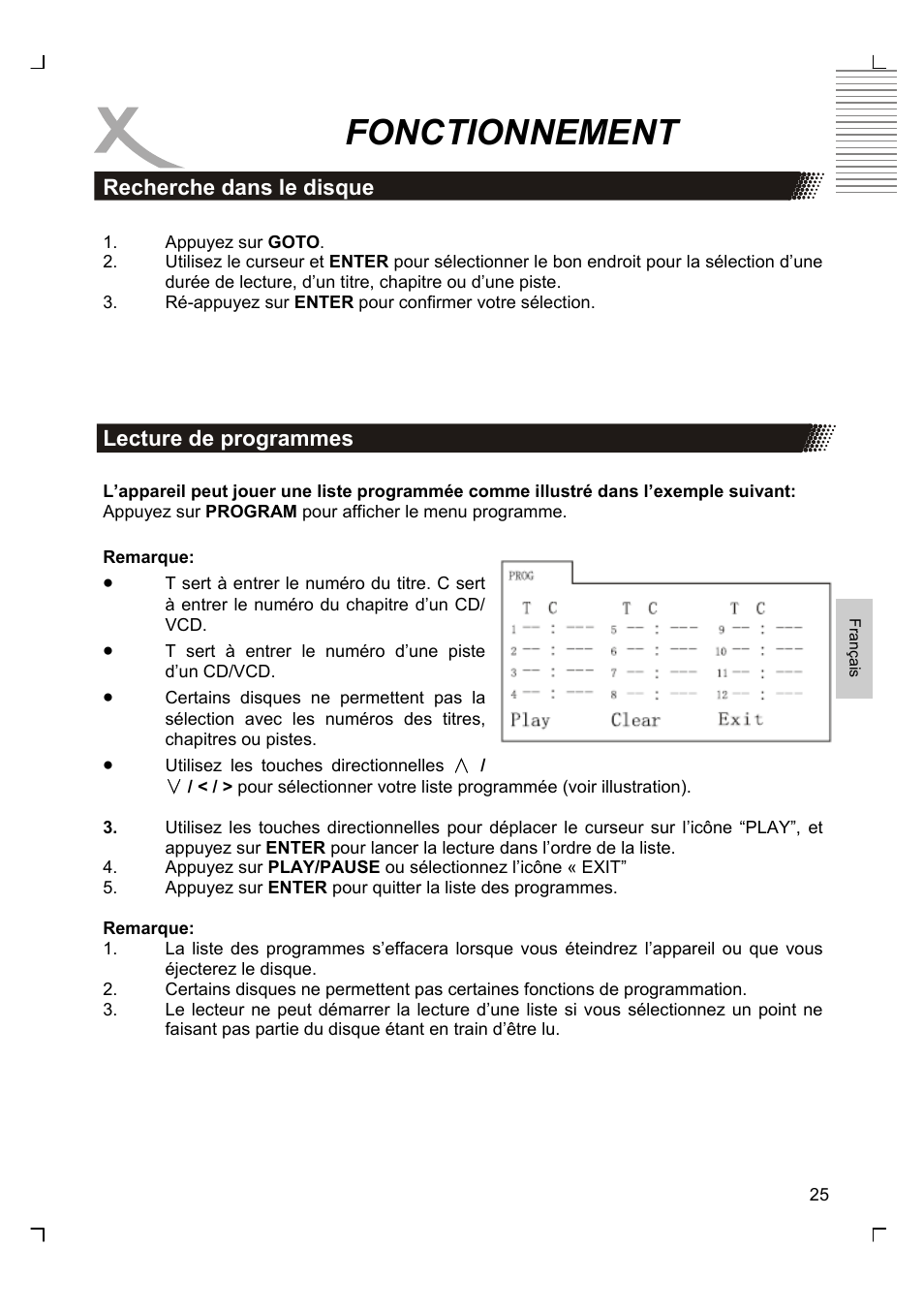 Fonctionnement | Xoro HMD 900 User Manual | Page 101 / 158