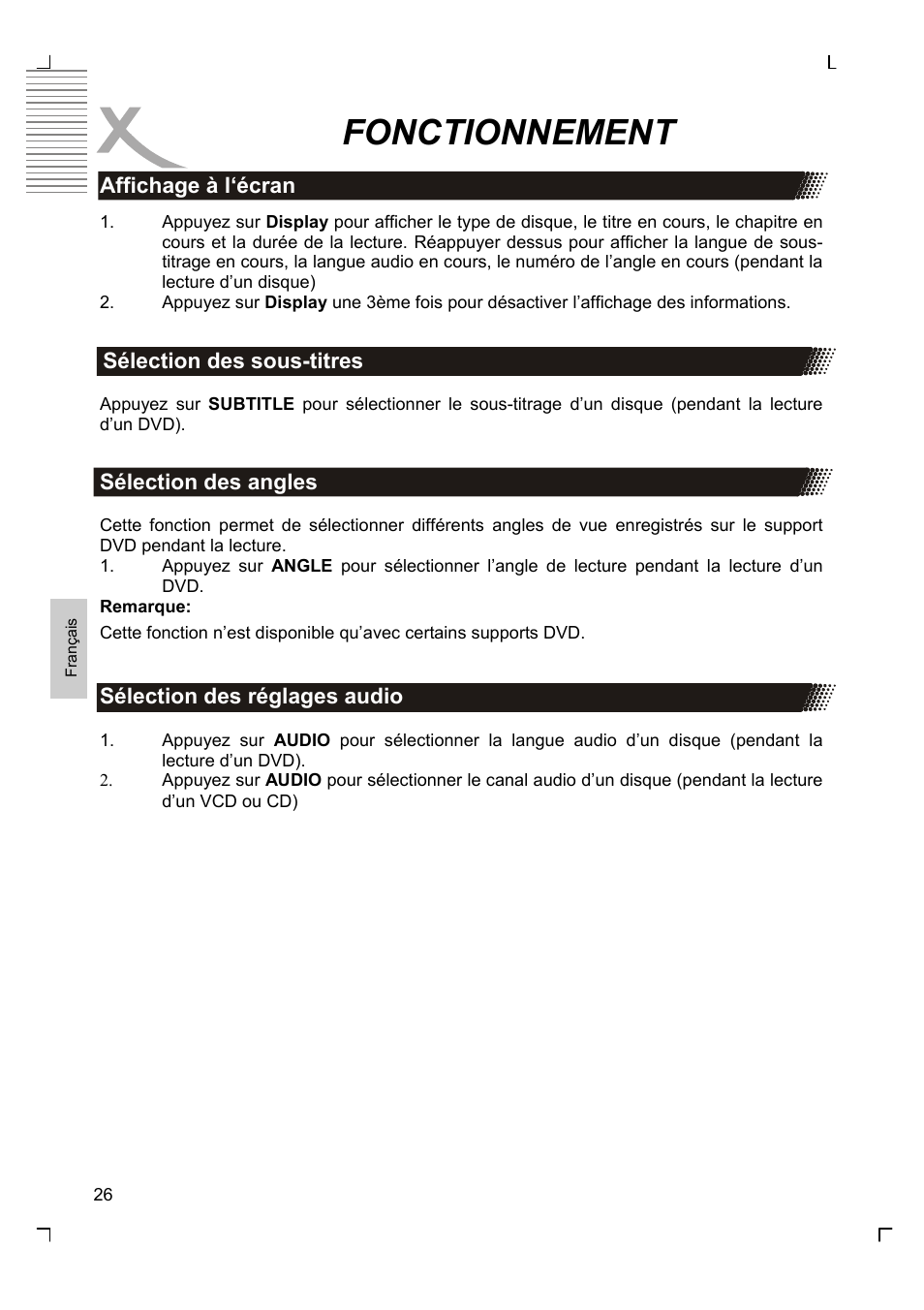 Fonctionnement | Xoro HMD 900 User Manual | Page 102 / 158