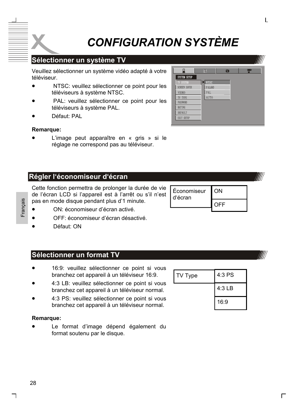 Configuration système | Xoro HMD 900 User Manual | Page 104 / 158