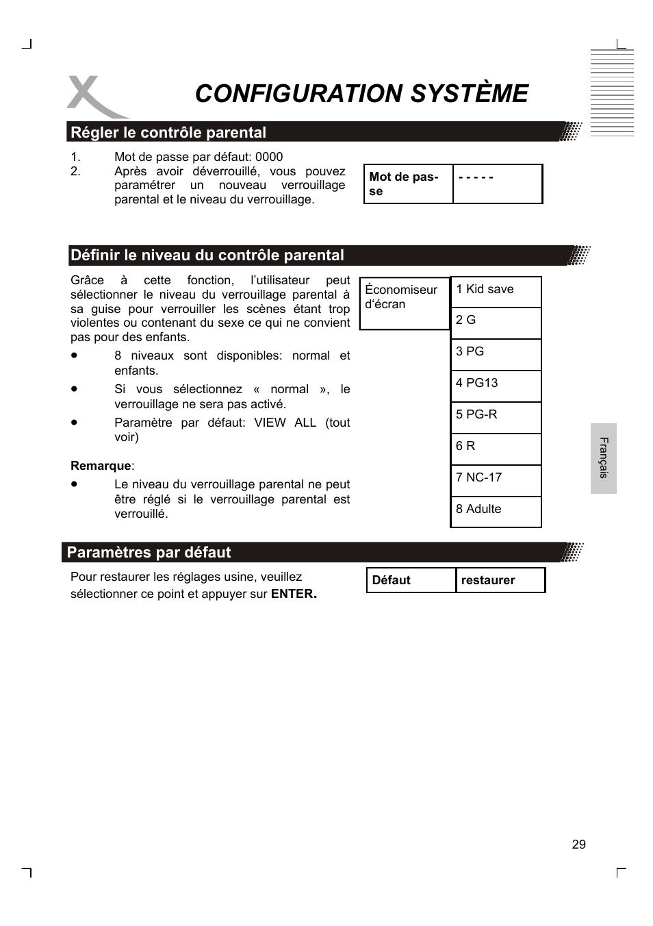 Configuration système | Xoro HMD 900 User Manual | Page 105 / 158