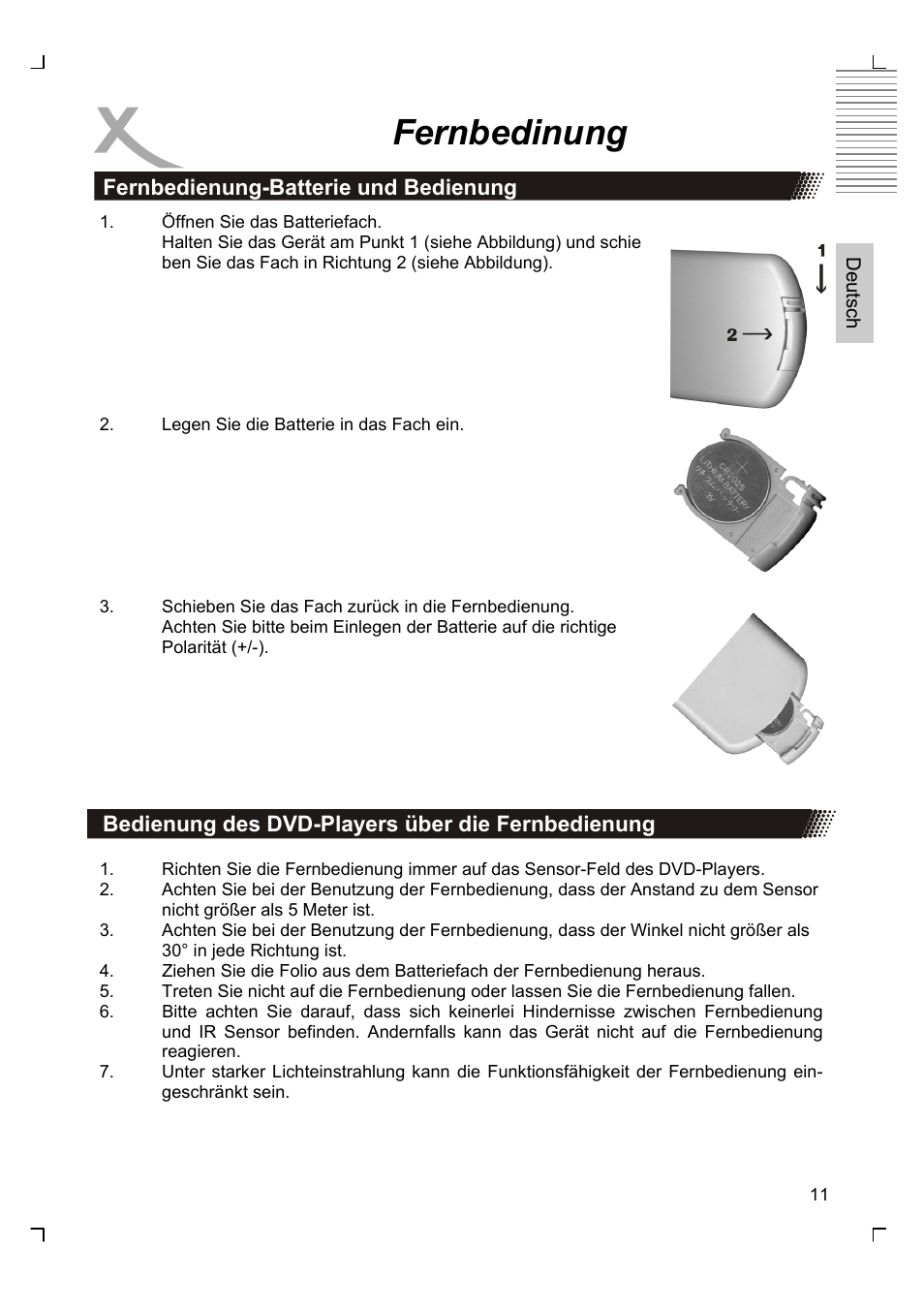 Fernbedinung | Xoro HMD 900 User Manual | Page 11 / 158