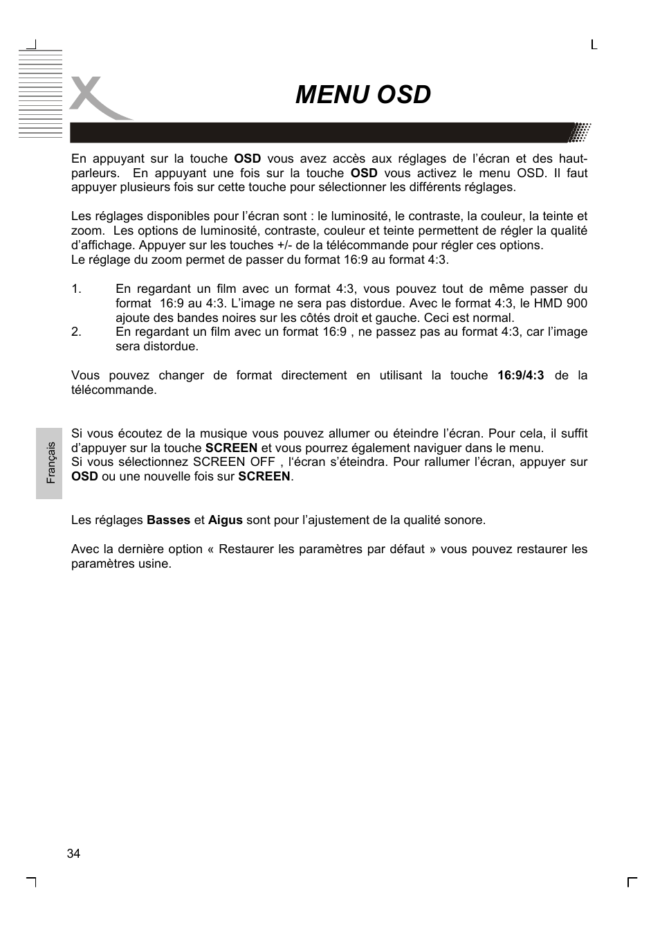 Menu osd | Xoro HMD 900 User Manual | Page 110 / 158