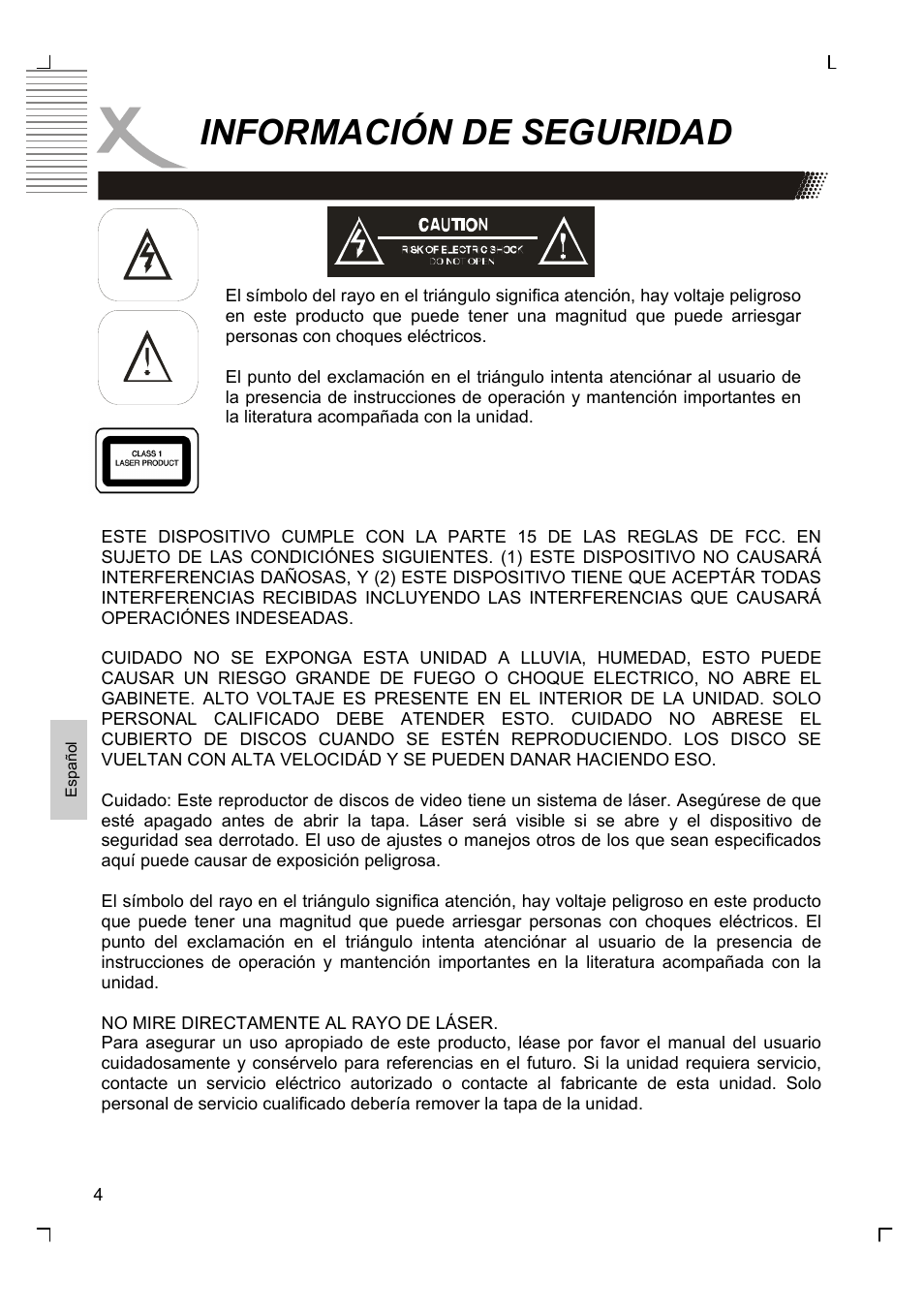 Información de seguridad | Xoro HMD 900 User Manual | Page 120 / 158