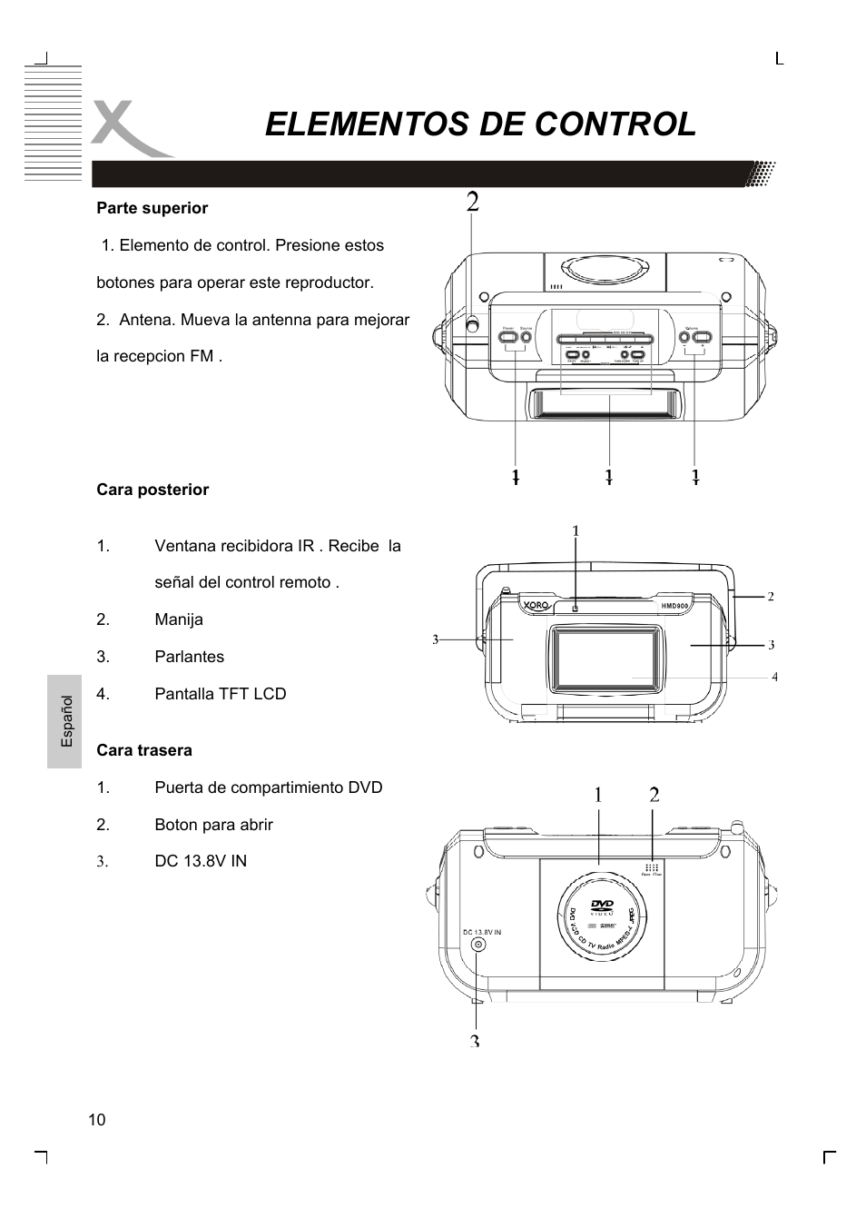 Elementos de control | Xoro HMD 900 User Manual | Page 126 / 158