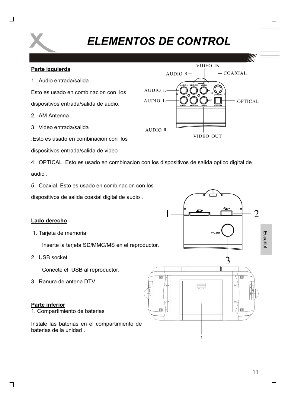 Elementos de control | Xoro HMD 900 User Manual | Page 127 / 158