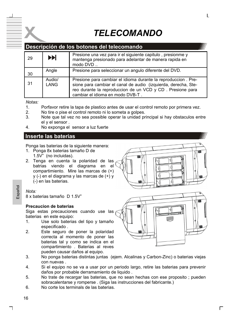 Telecomando | Xoro HMD 900 User Manual | Page 132 / 158