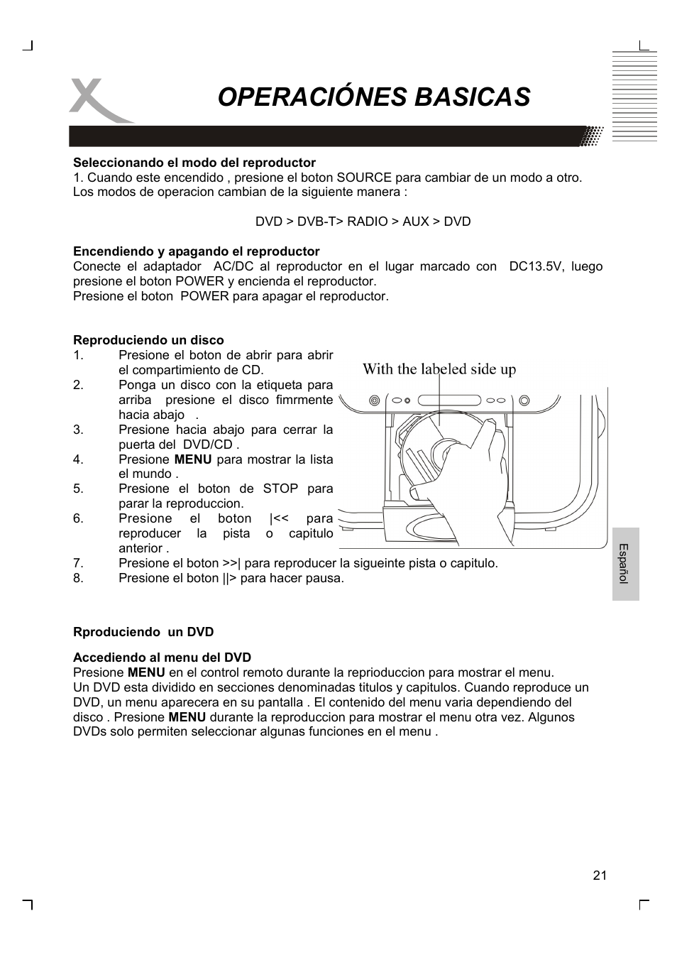 Operaciónes basicas | Xoro HMD 900 User Manual | Page 137 / 158