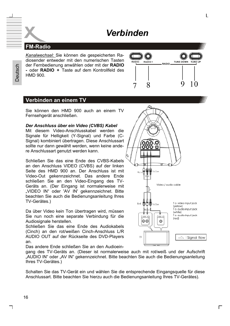 Verbinden | Xoro HMD 900 User Manual | Page 16 / 158