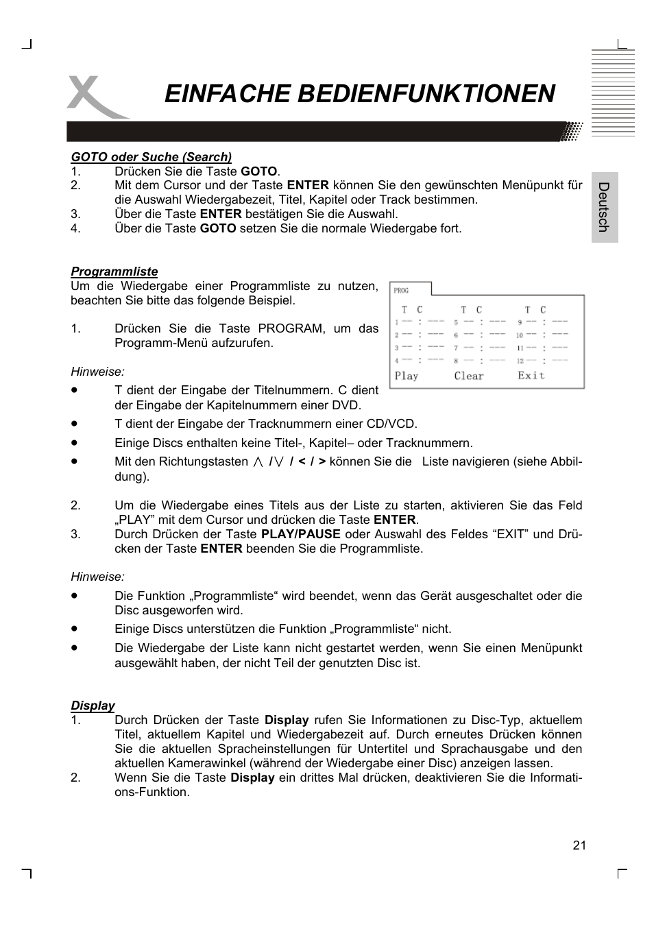 Einfache bedienfunktionen | Xoro HMD 900 User Manual | Page 21 / 158