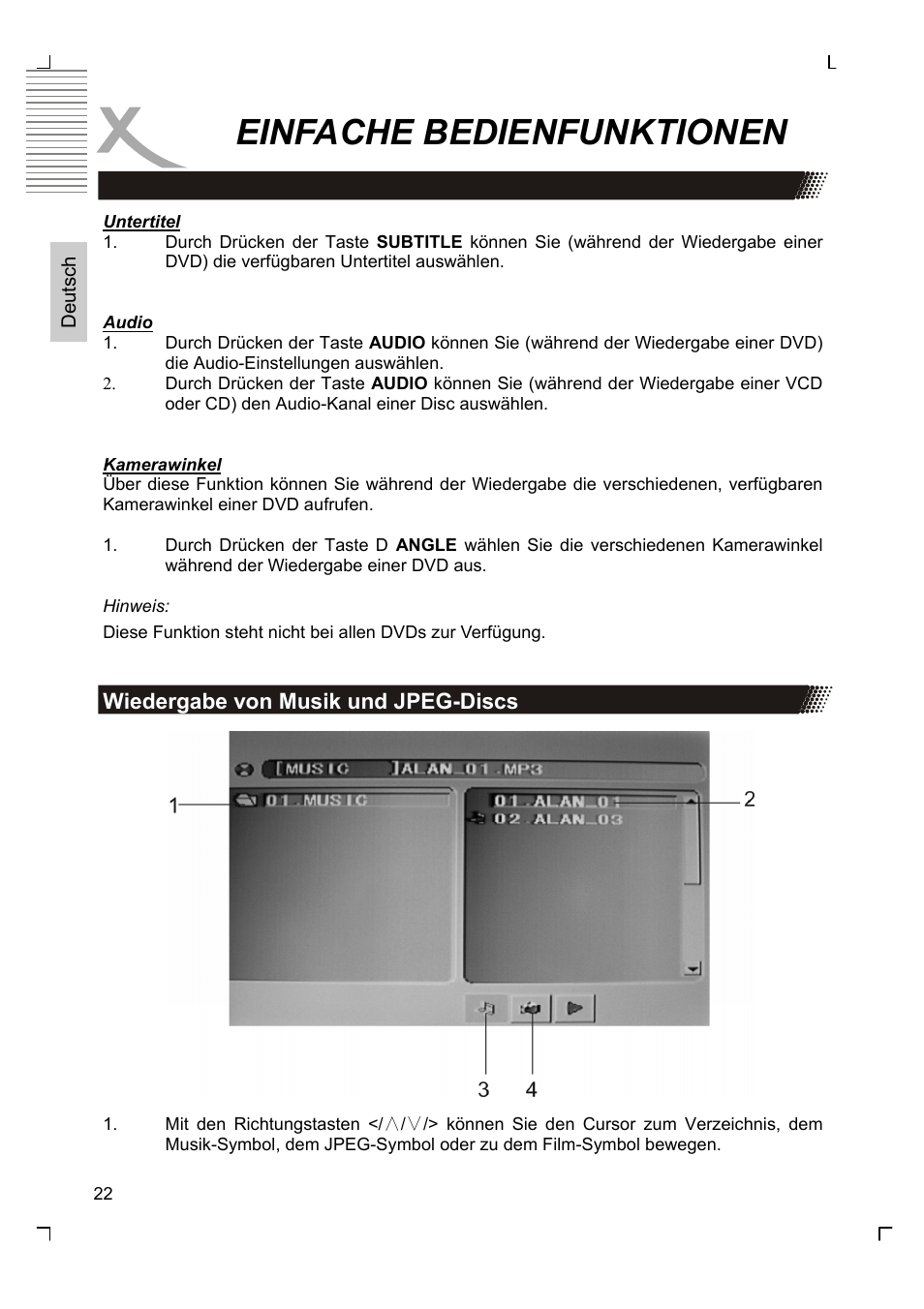 Einfache bedienfunktionen | Xoro HMD 900 User Manual | Page 22 / 158