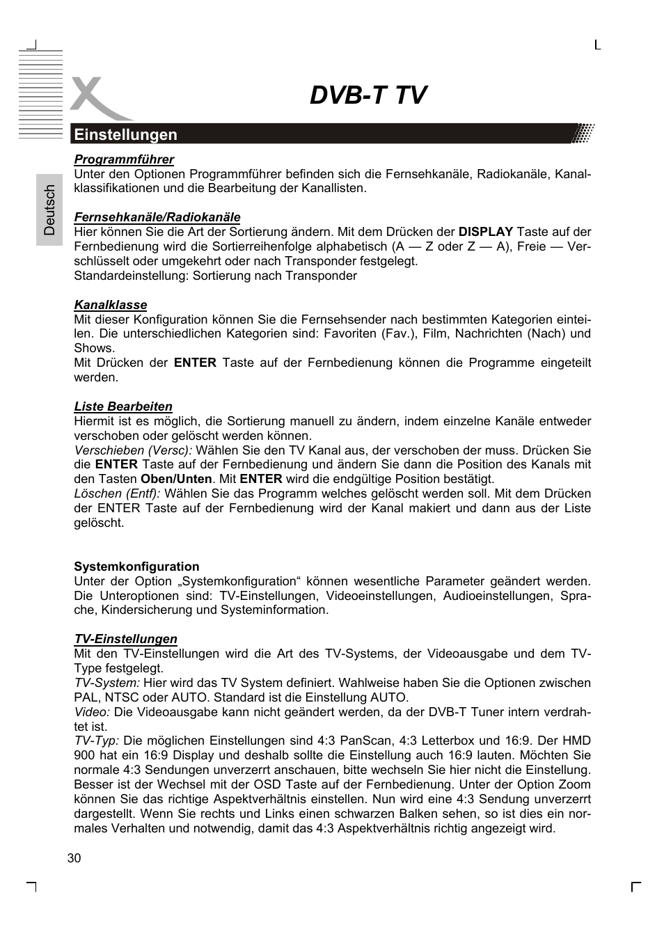 Dvb-t tv | Xoro HMD 900 User Manual | Page 30 / 158