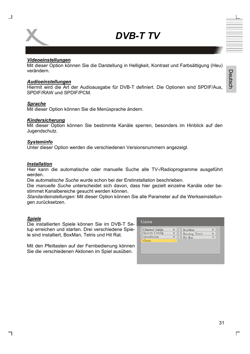 Dvb-t tv | Xoro HMD 900 User Manual | Page 31 / 158