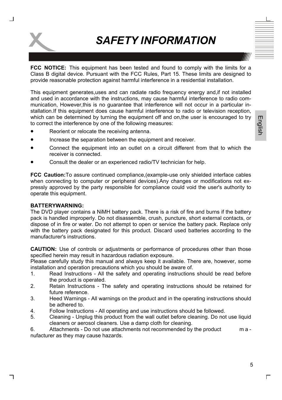 Safety information | Xoro HMD 900 User Manual | Page 43 / 158