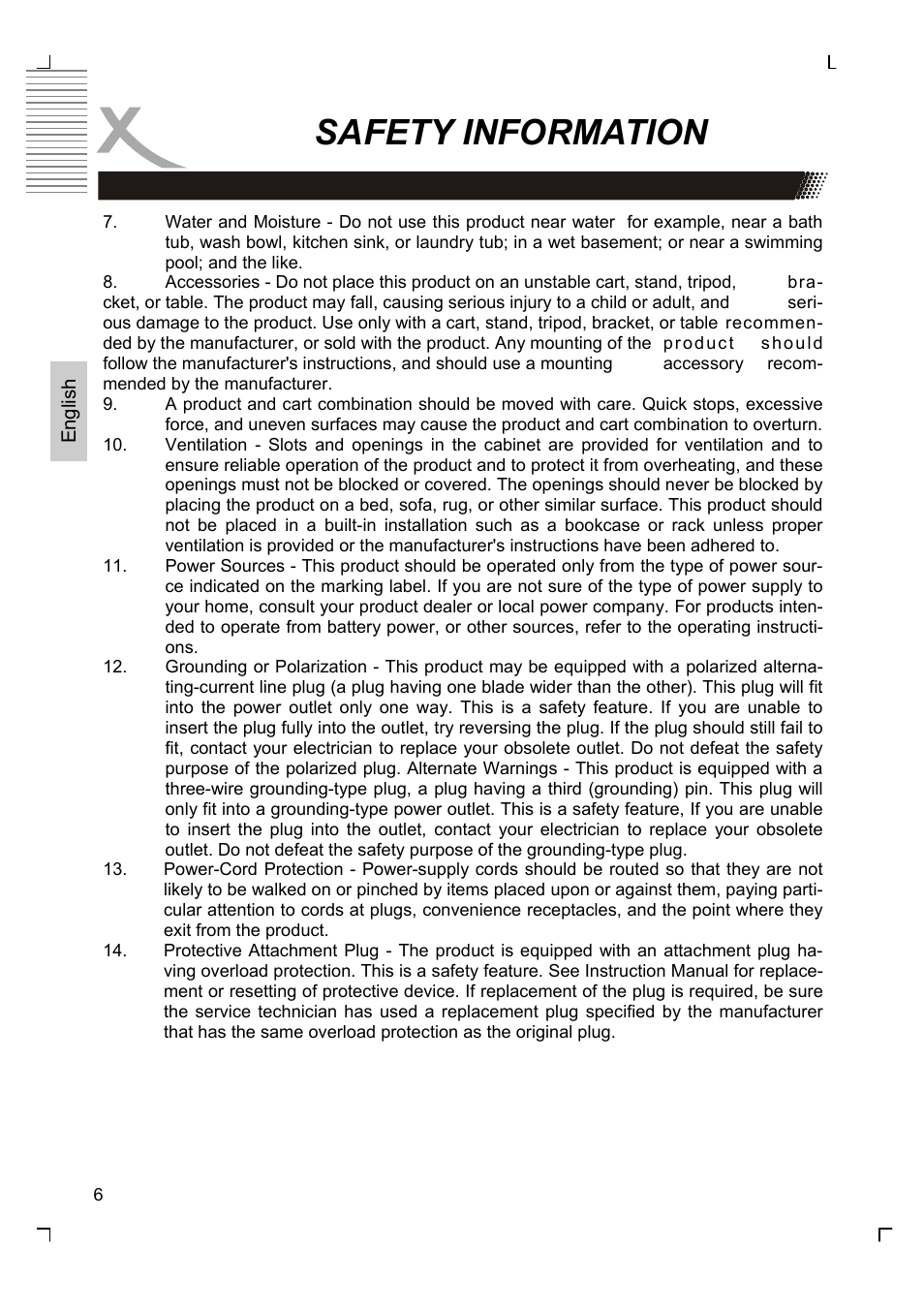 Safety information | Xoro HMD 900 User Manual | Page 44 / 158