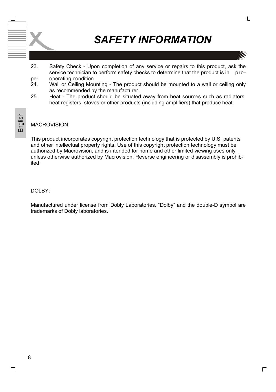 Safety information | Xoro HMD 900 User Manual | Page 46 / 158