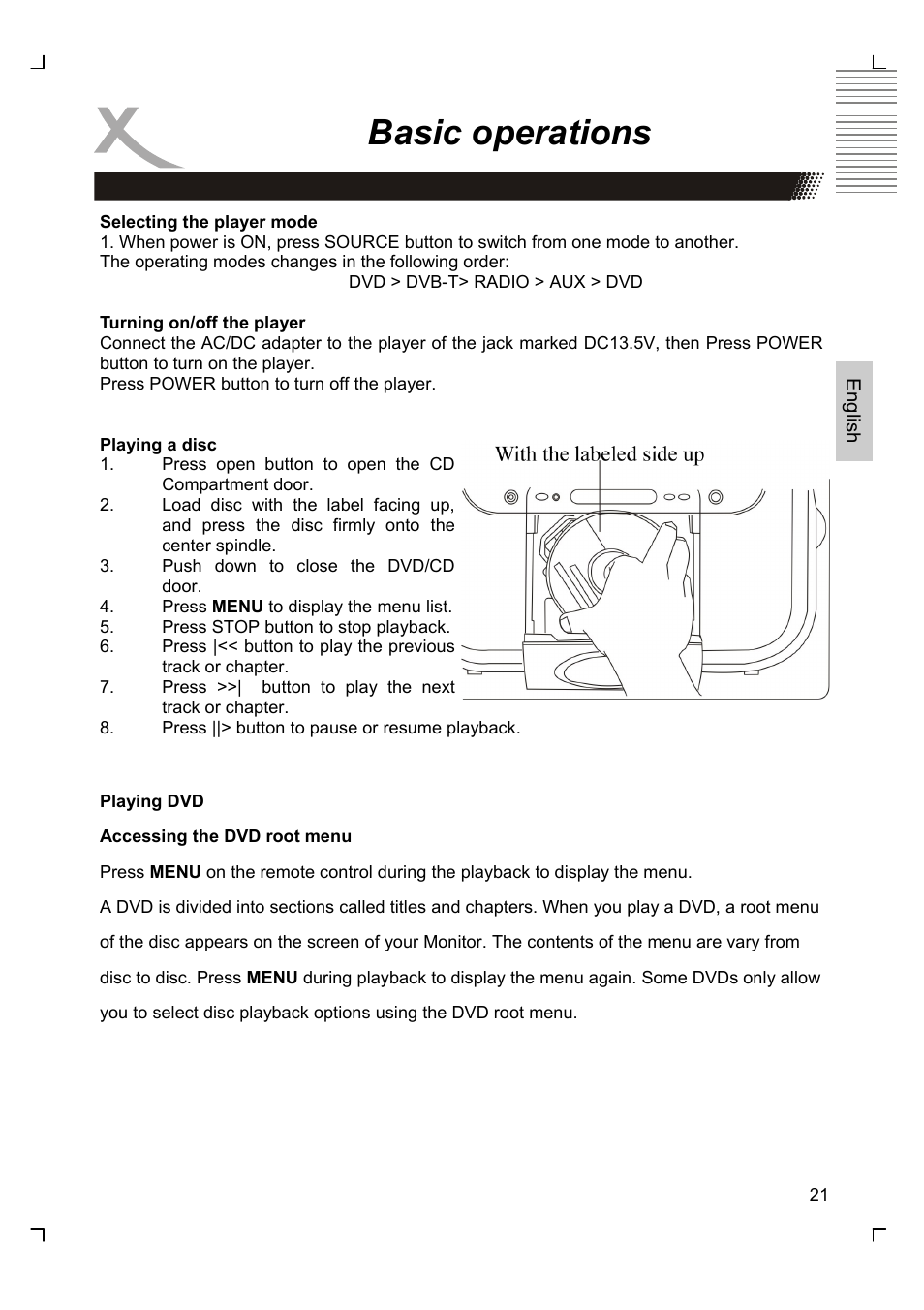 Basic operations | Xoro HMD 900 User Manual | Page 59 / 158