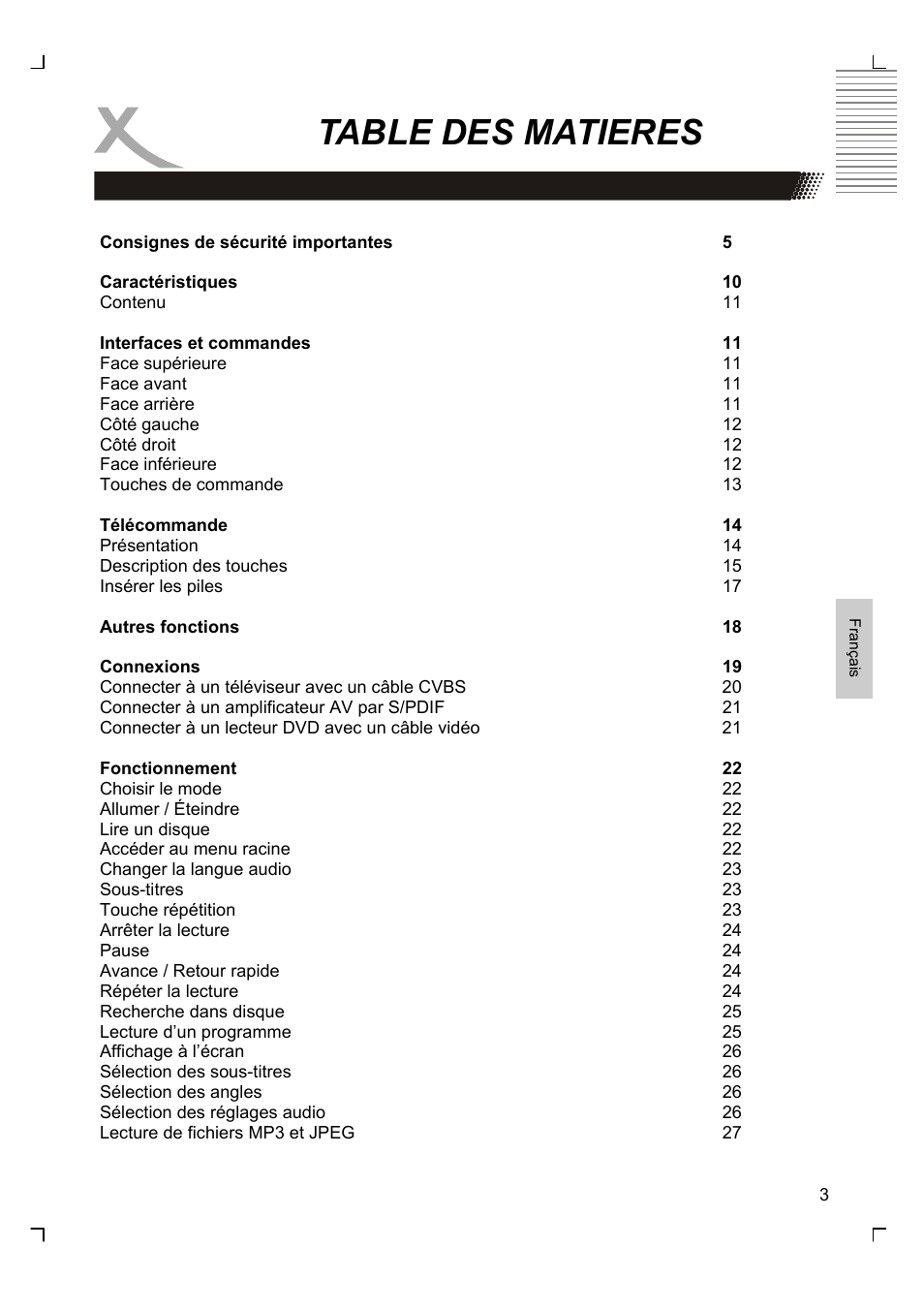 Table des matieres | Xoro HMD 900 User Manual | Page 79 / 158