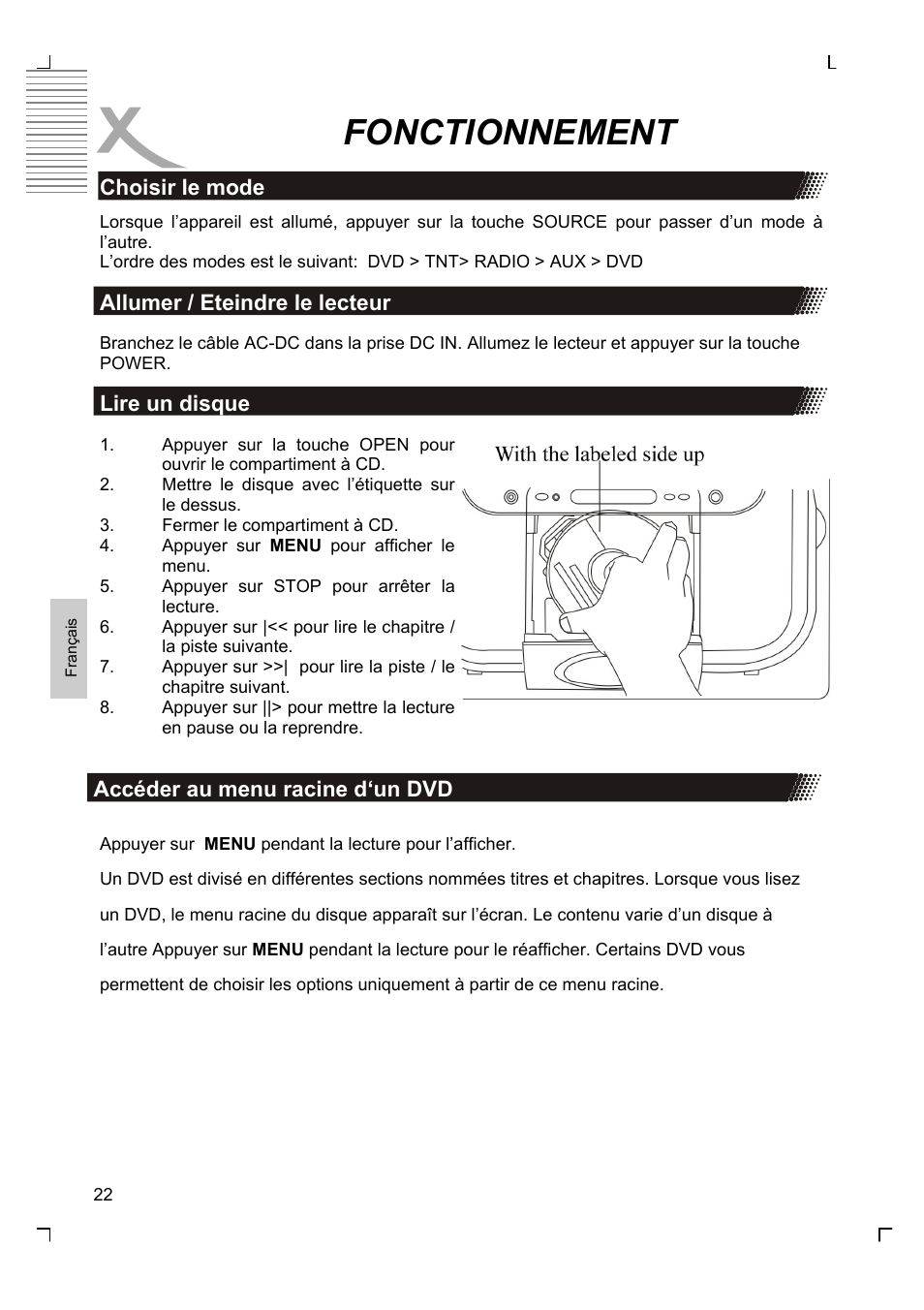 Fonctionnement | Xoro HMD 900 User Manual | Page 98 / 158