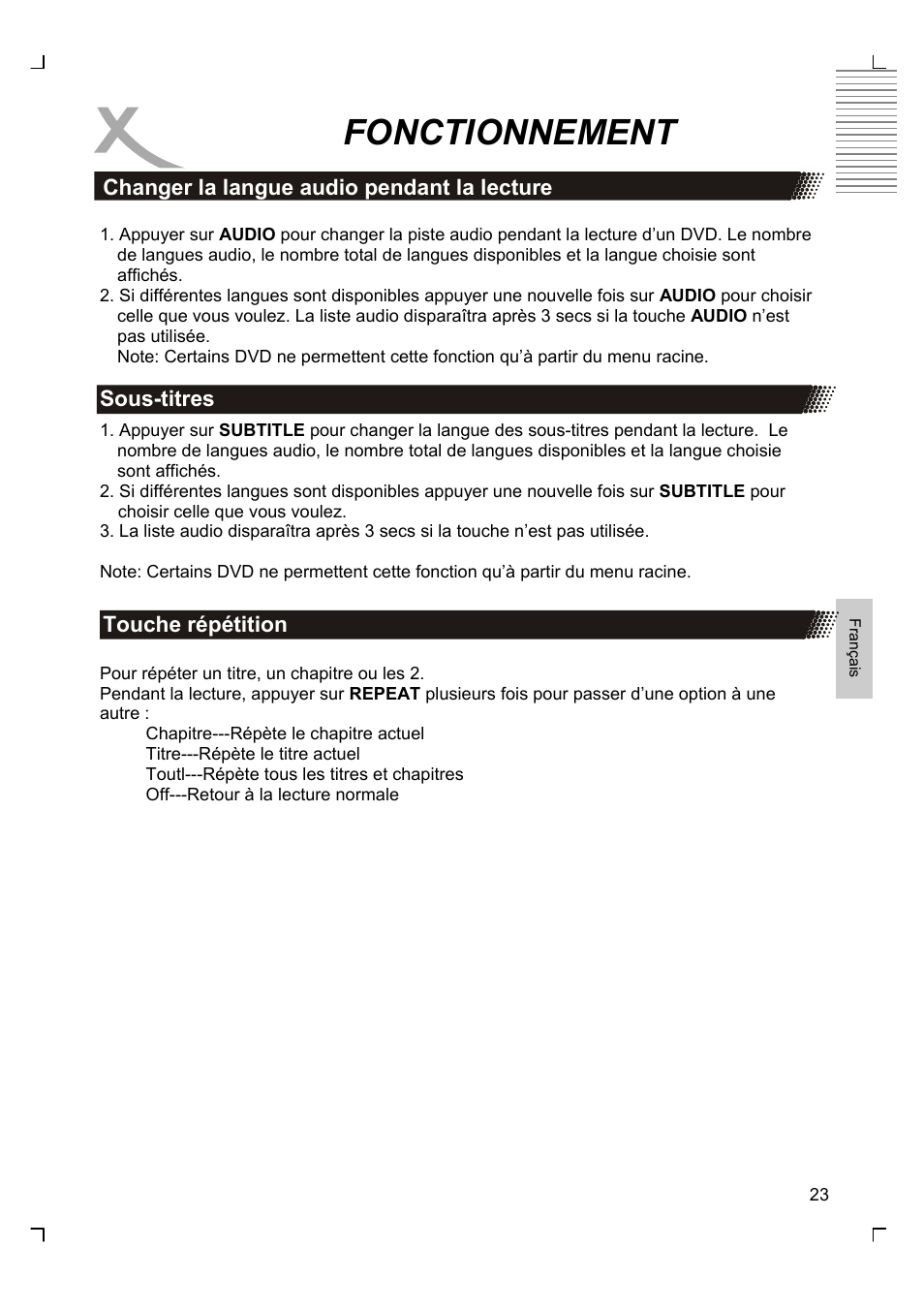 Fonctionnement | Xoro HMD 900 User Manual | Page 99 / 158