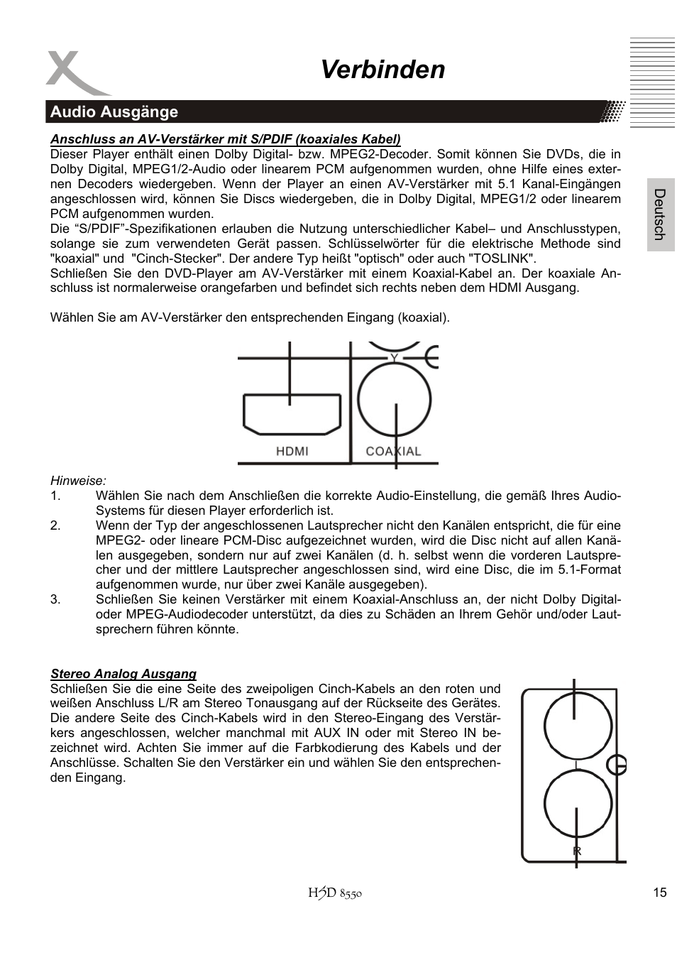 Verbinden | Xoro HSD 8550 User Manual | Page 15 / 142