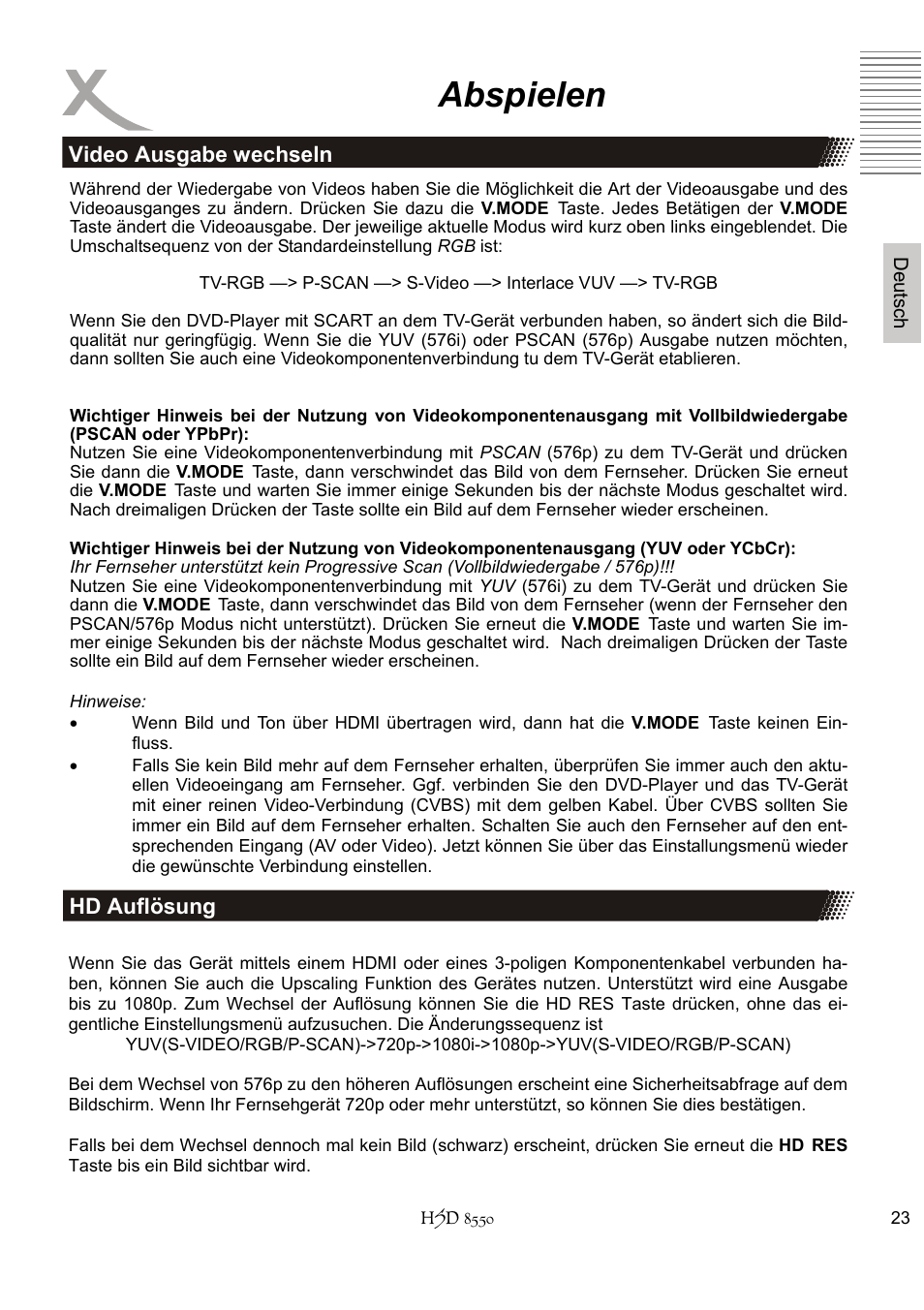 Abspielen | Xoro HSD 8550 User Manual | Page 23 / 142