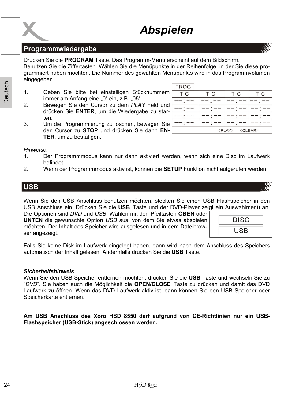 Abspielen | Xoro HSD 8550 User Manual | Page 24 / 142