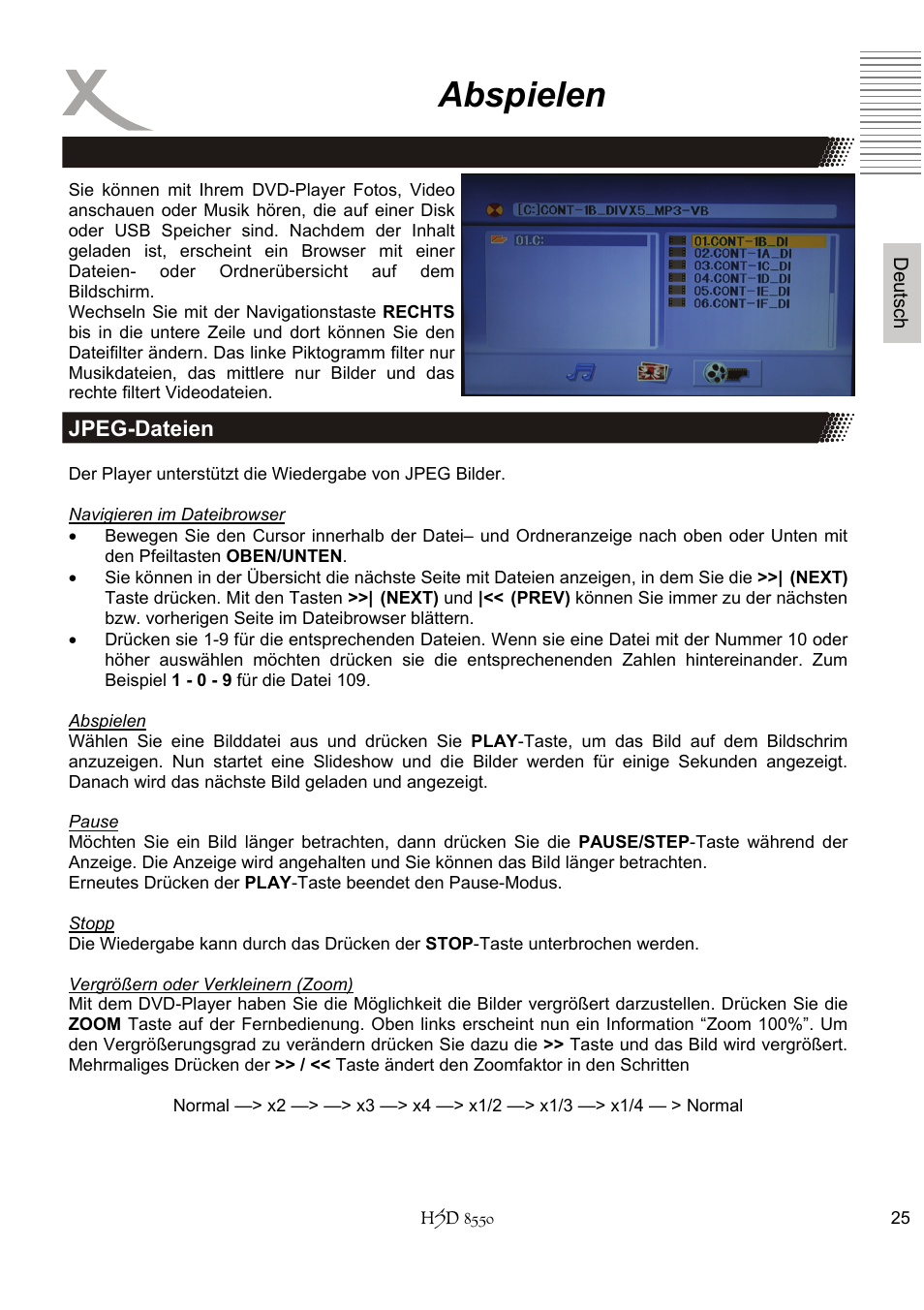 Abspielen | Xoro HSD 8550 User Manual | Page 25 / 142