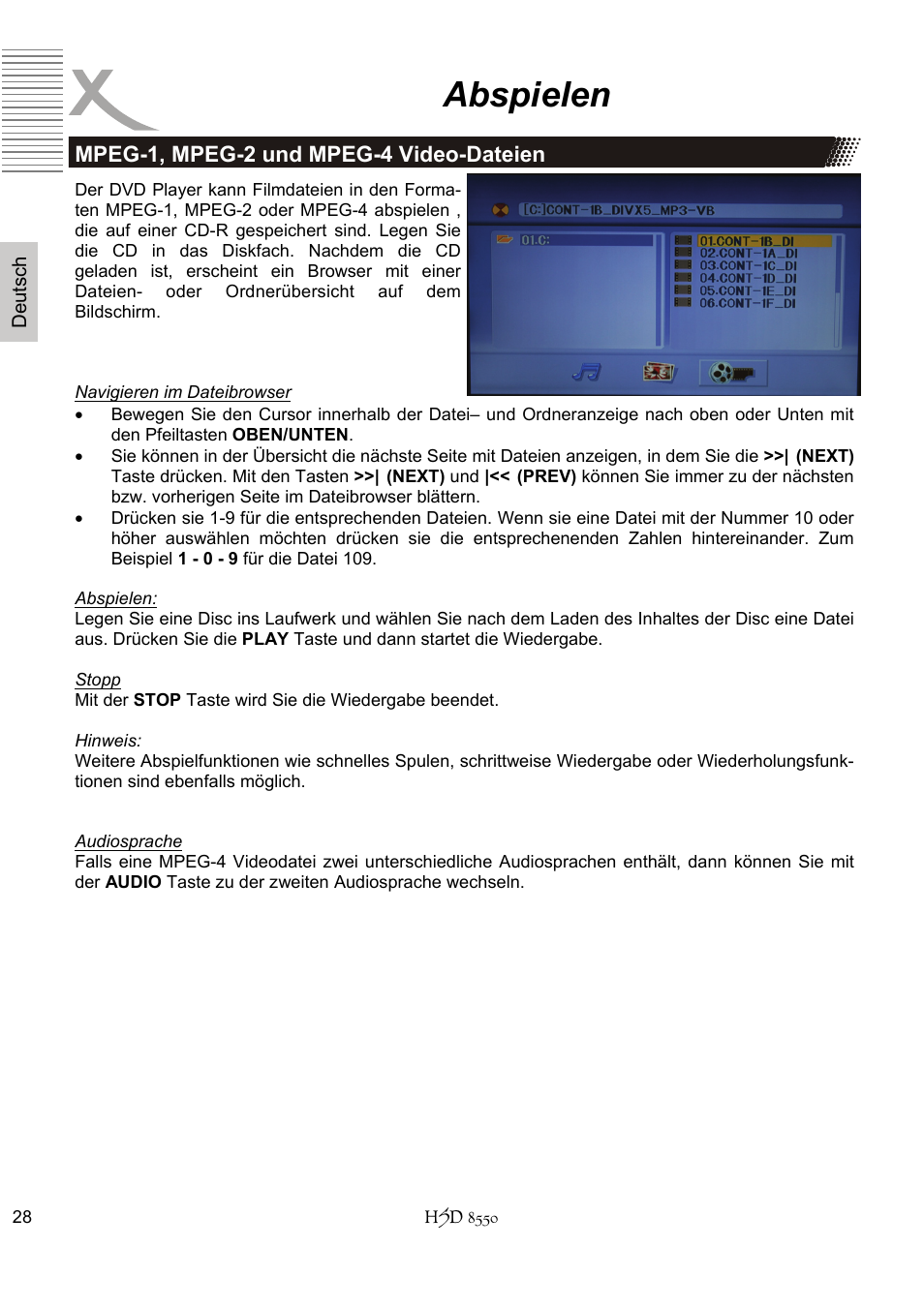 Abspielen | Xoro HSD 8550 User Manual | Page 28 / 142