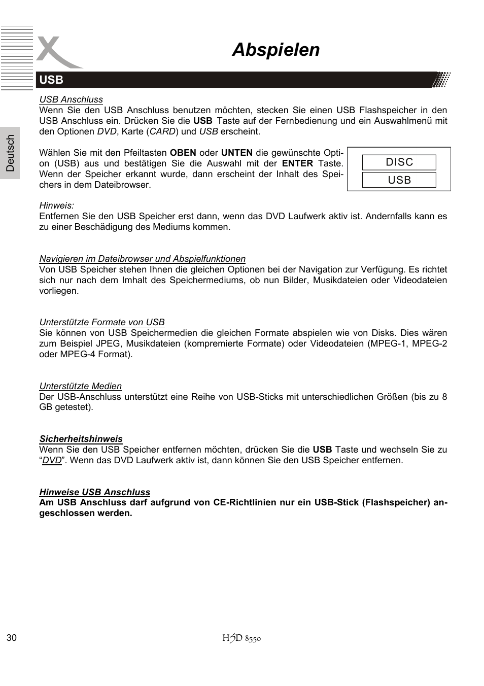 Abspielen | Xoro HSD 8550 User Manual | Page 30 / 142